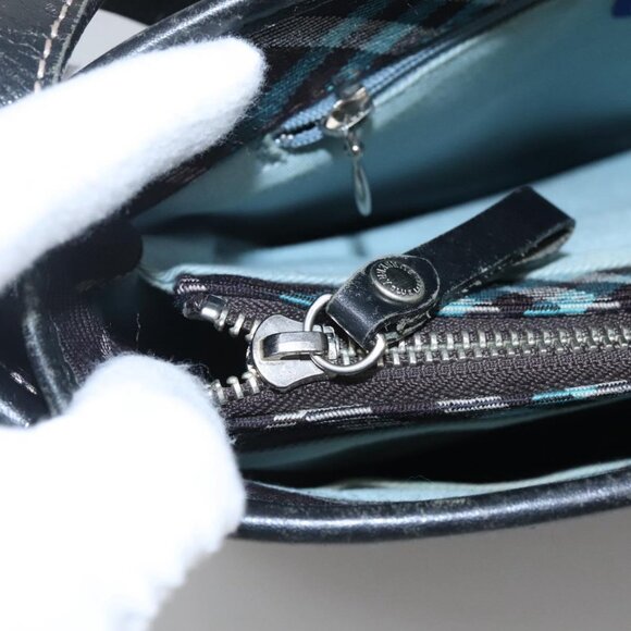 BURBERRY Nova Check Blue Label Shoulder Bag Canvas Blue Silver Auth BD488 - Picture 12 of 15